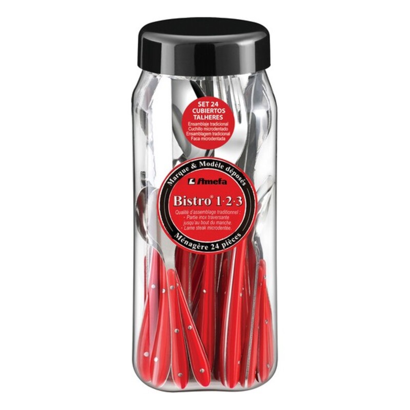 Bestick-set Amefa Bistro Metall Dvobarvna 24 Delar, Färg: Svart - 4