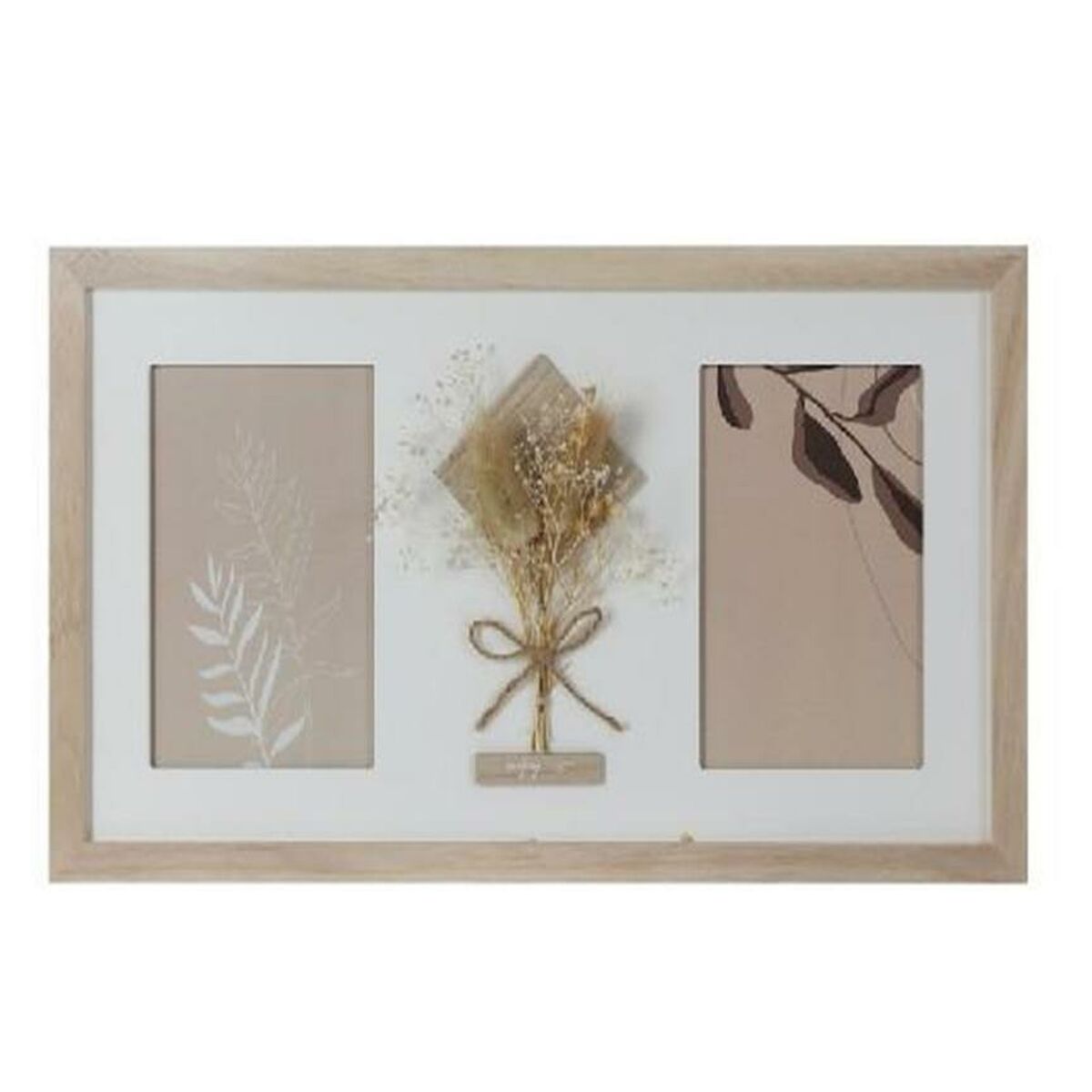Fotoram DKD Home Decor 39 x 1,2 x 22 cm Glas Naturell Vit Shabby Chic