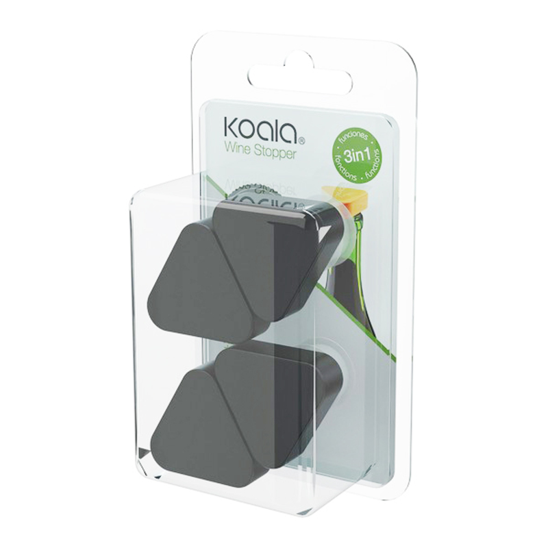 Läcksäker flaskkork Koala (4 pcs) Svart Plast - 2