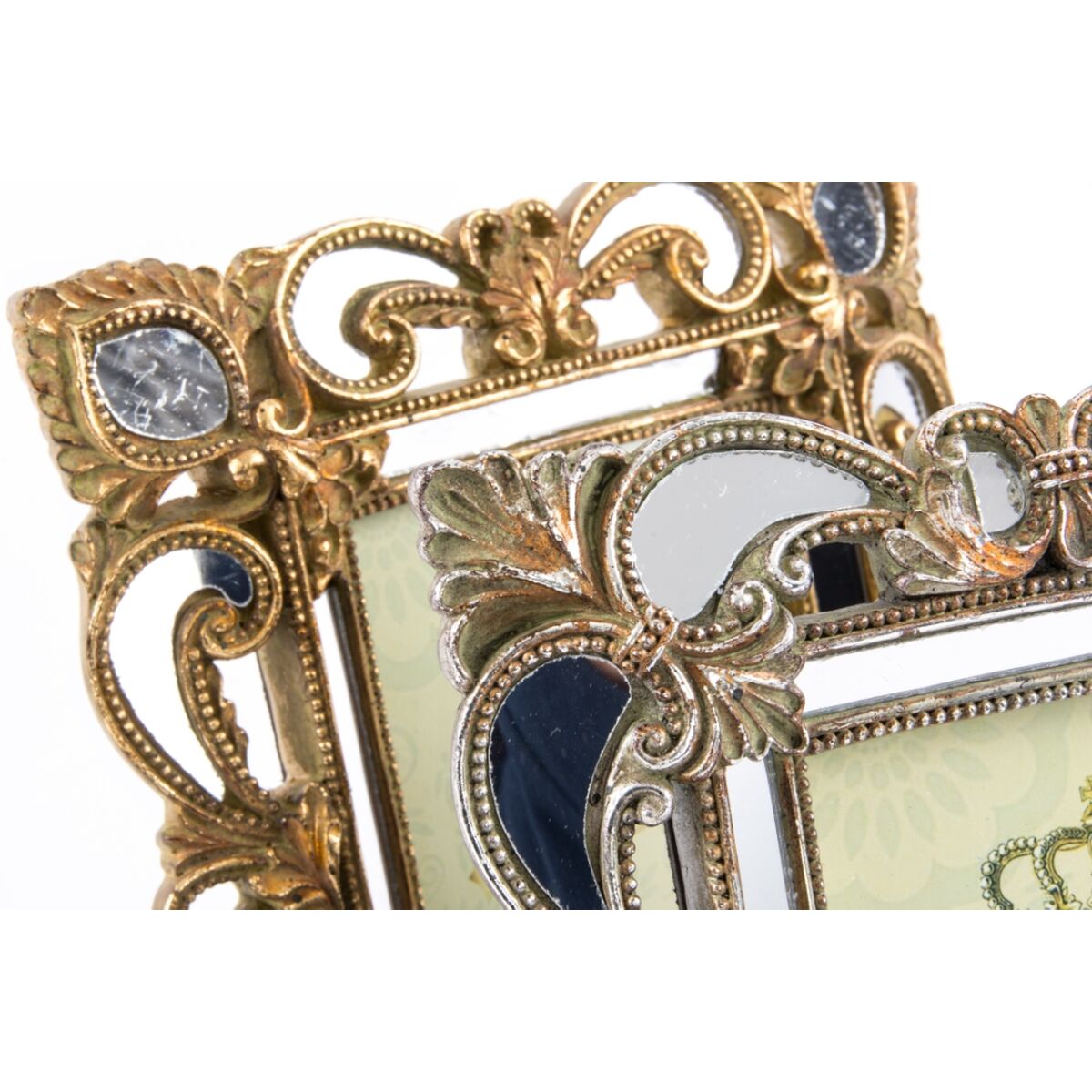 Fotoram DKD Home Decor 19 x 2 x 25 cm Silvrig Gyllene Harts Shabby Chic (2 antal) - 2