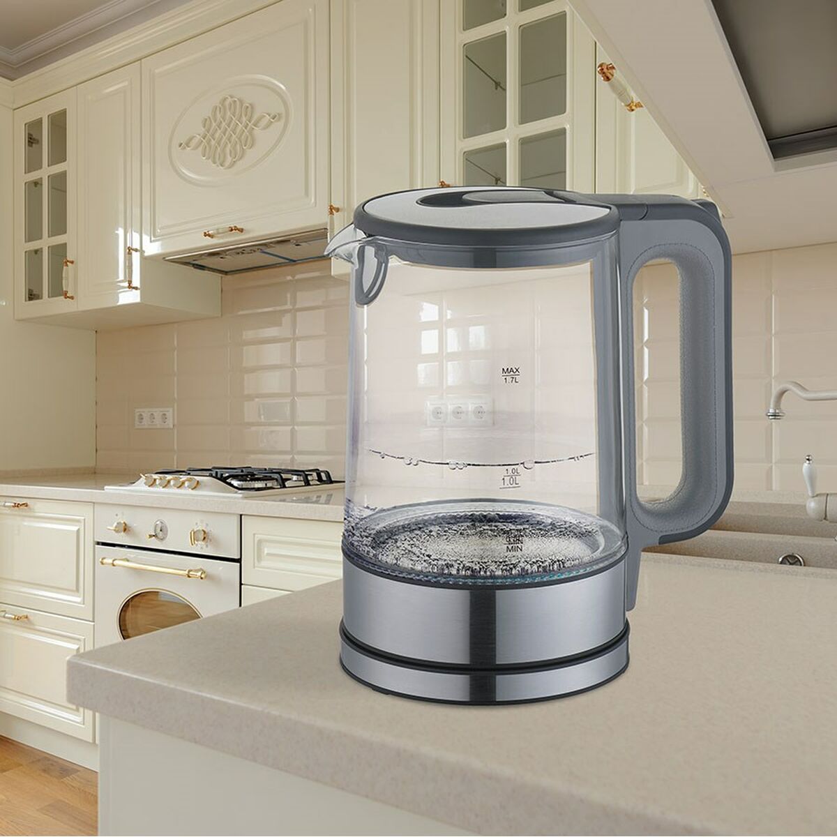 Vattenkokare Feel Maestro MR-061 Blå Vit Glas Aluminium 2200 W 1,7 L - 2