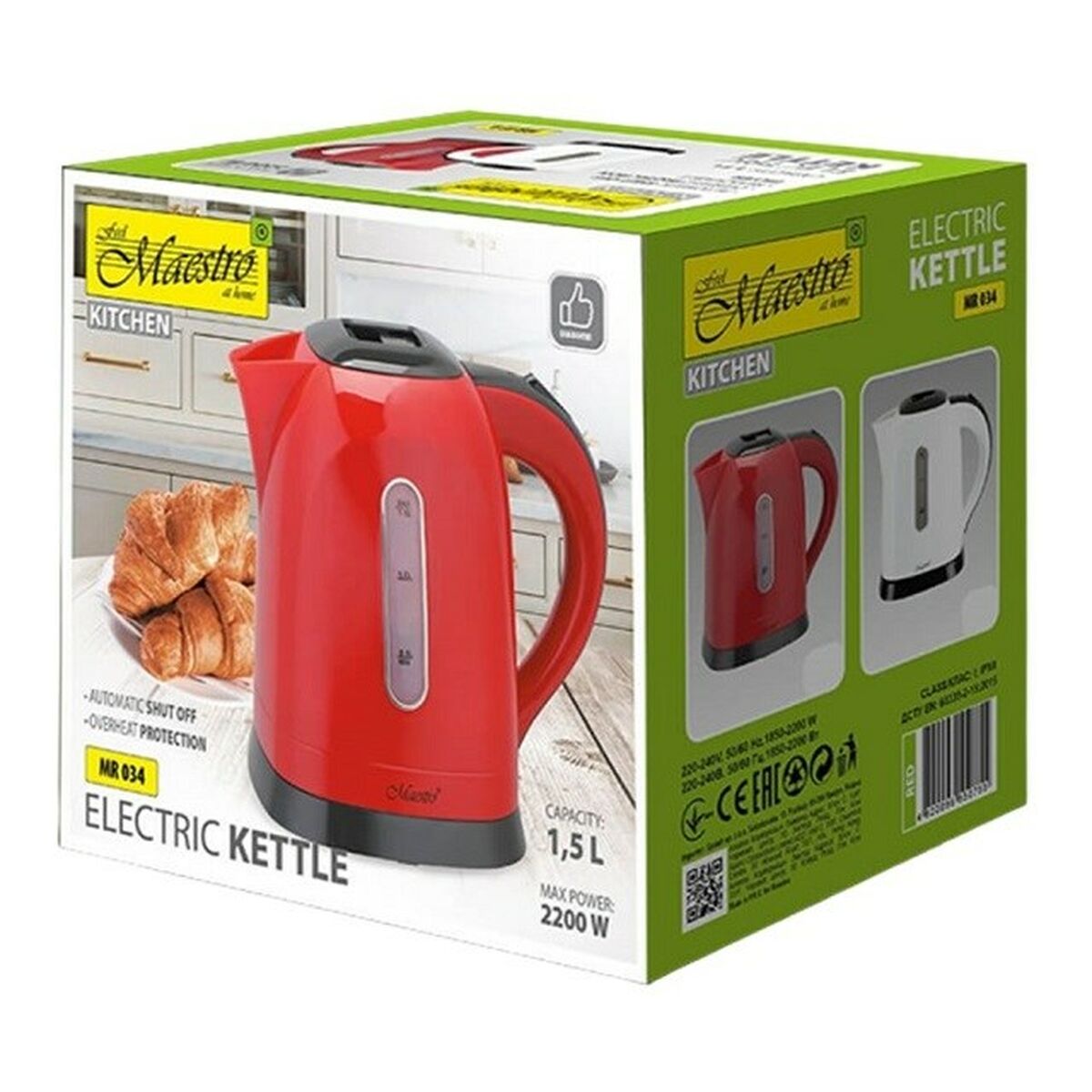 Vattenkokare Feel Maestro MR-034 Svart 2200 W 1,5 L - 2