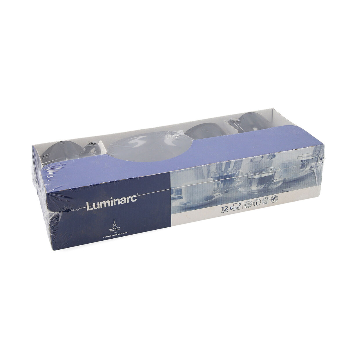 Set med koppar och fat Luminarc Carine Svart Glas 22 cm (12 Delar) - 2