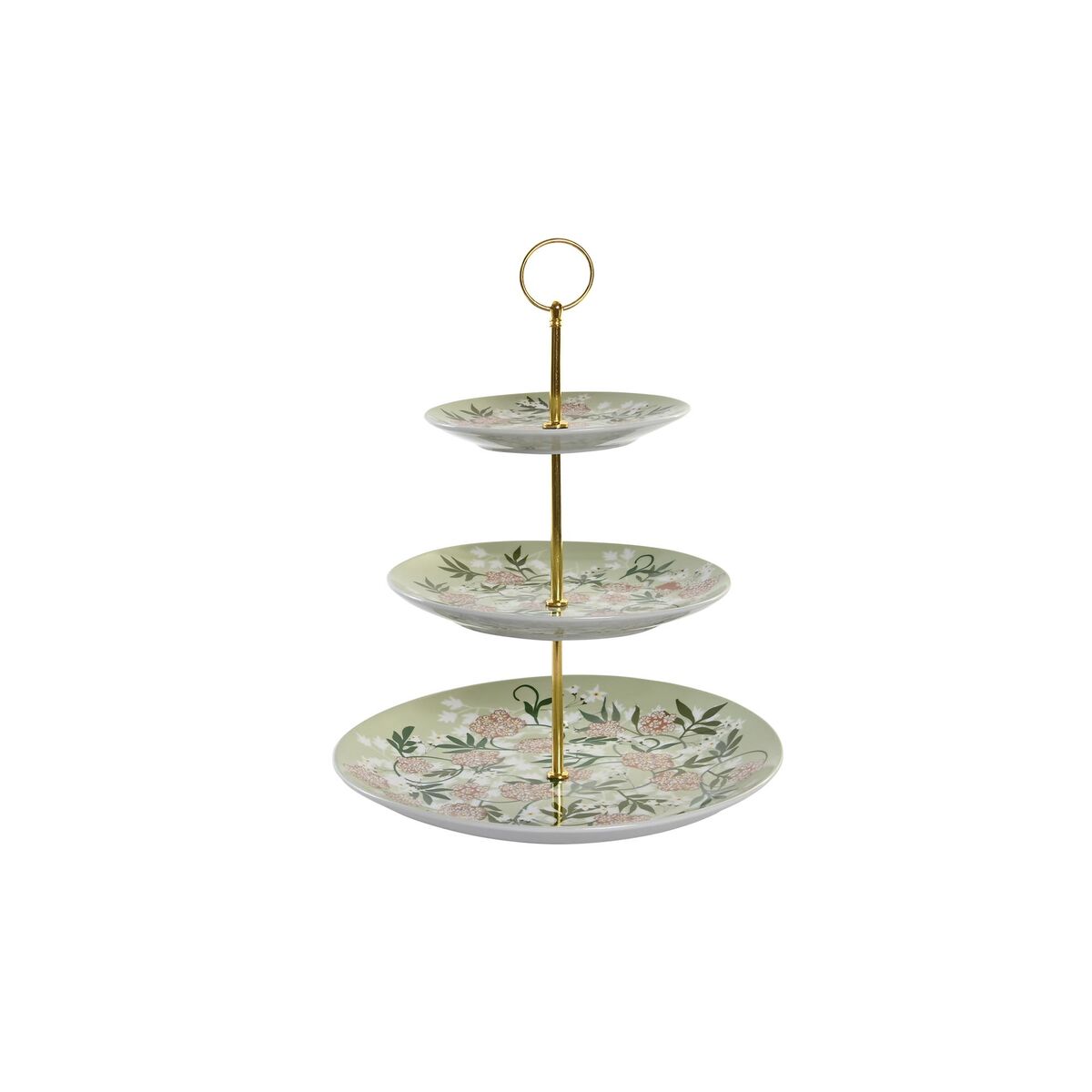 Fruktskål DKD Home Decor Grön Beige Metall Porslin 27 x 27 x 34 cm - 4