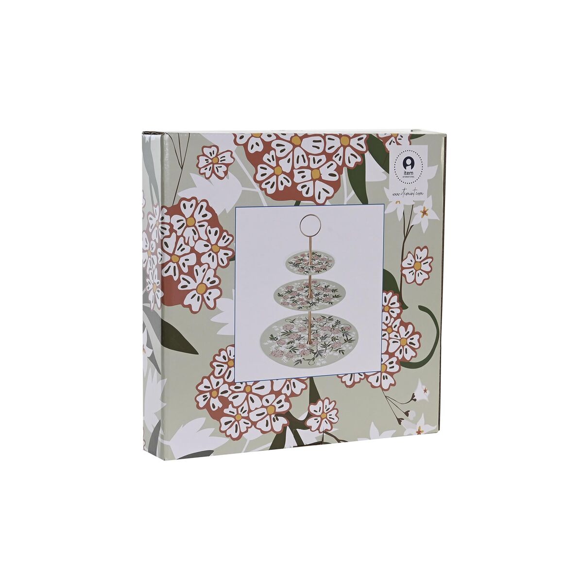Fruktskål DKD Home Decor Grön Beige Metall Porslin 27 x 27 x 34 cm - 5
