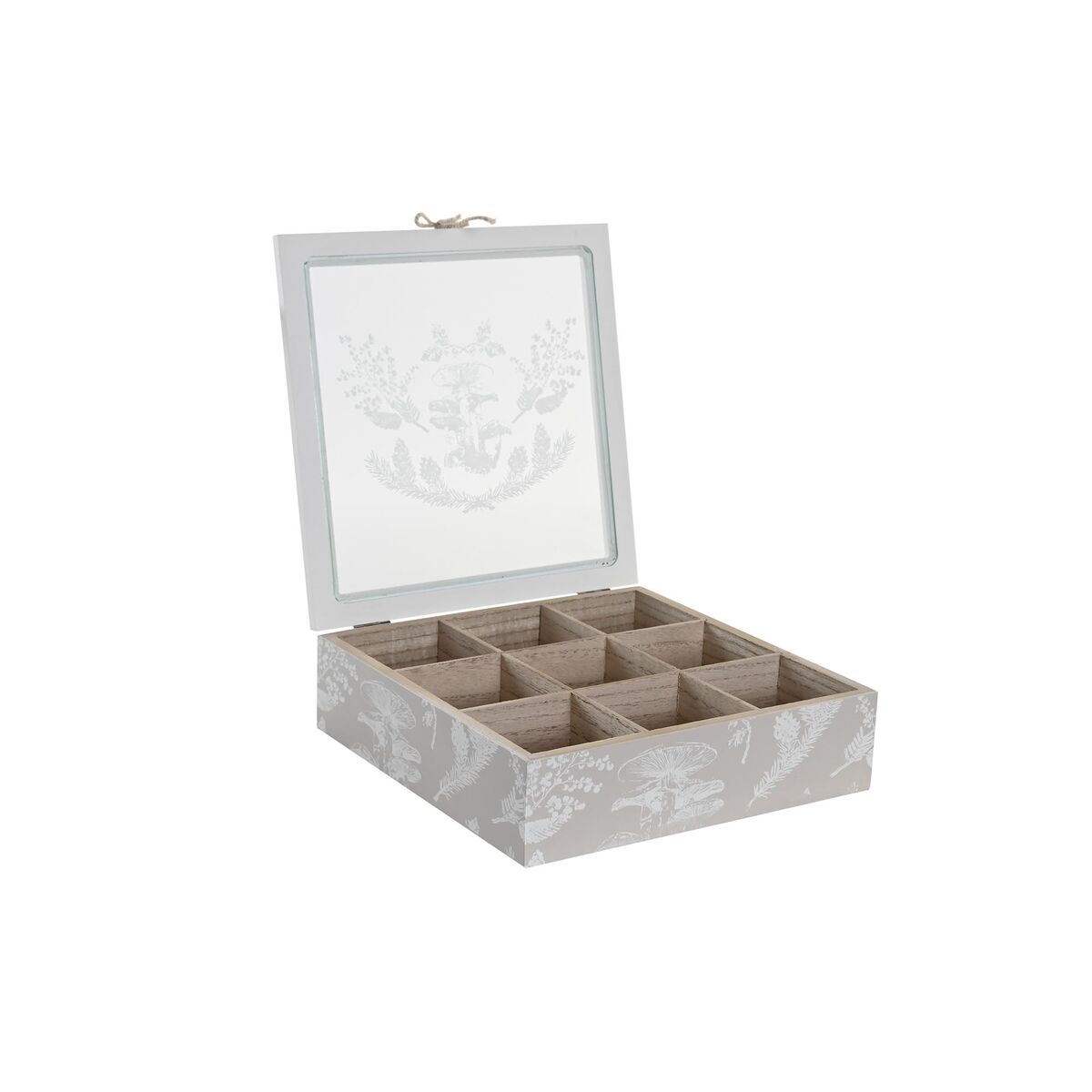 Låda för örtte DKD Home Decor 24,5 x 24,5 x 6 cm Glas Beige Metall Terrakota n Vit Grön Ljusbrun 3 Delar Trä MDF - 2