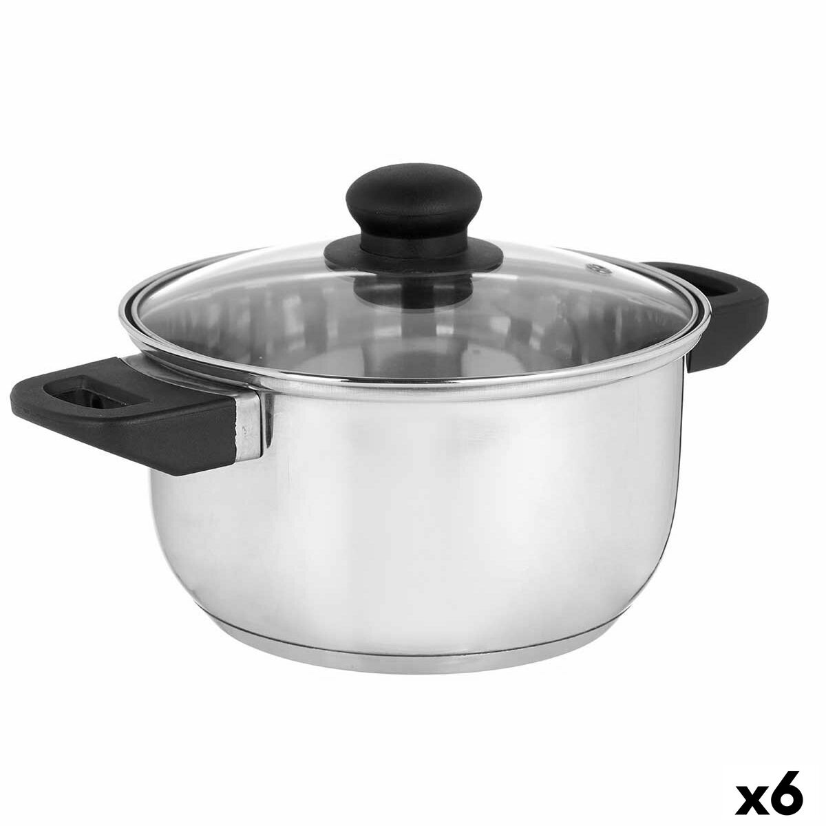 Kastrull med glaslock Silvrig Rostfritt stål 2,5 L 31 x 10,5 x 20 cm (6 antal)