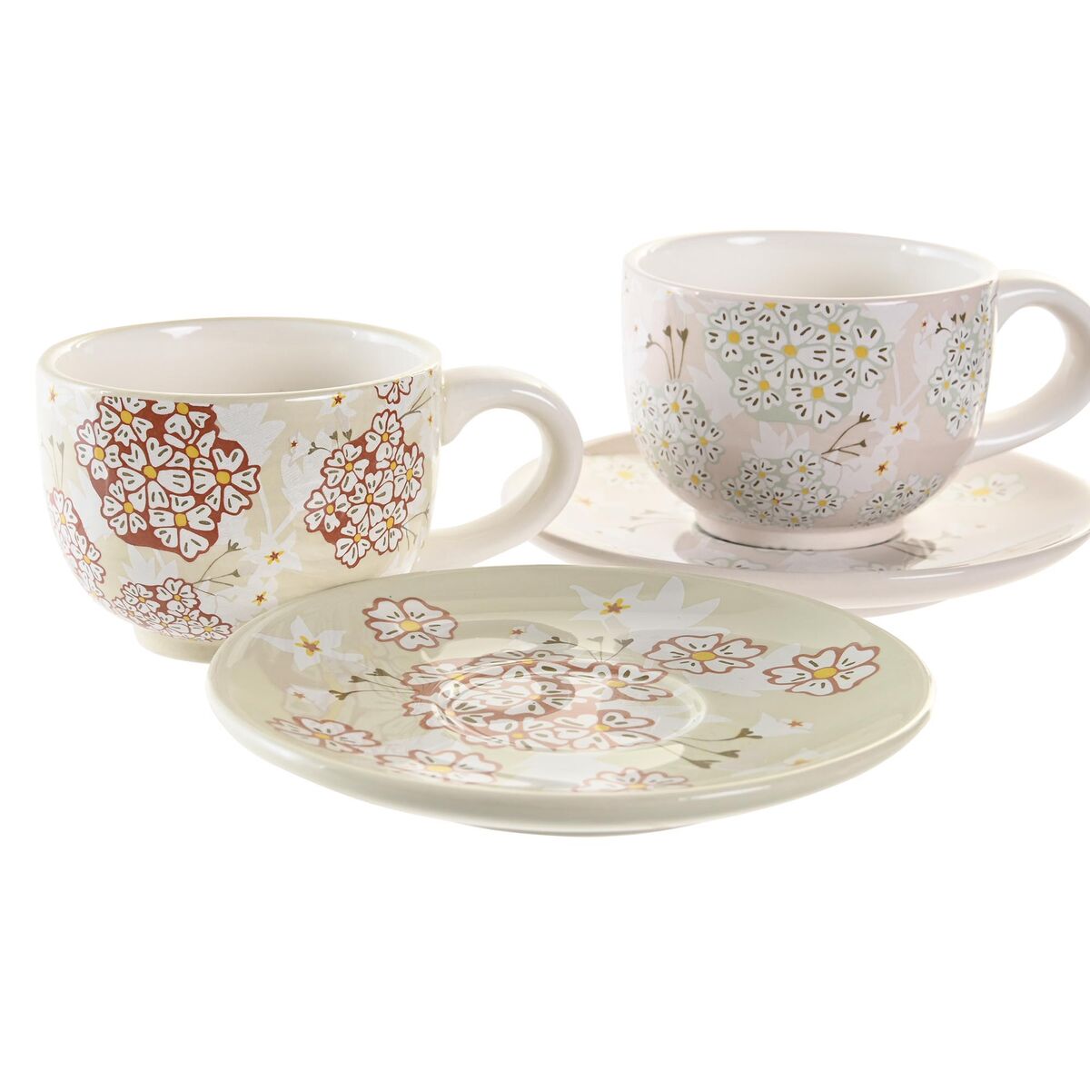 Set med kaffekoppar DKD Home Decor Beige Metall Grön Dolomite (180 ml) (6 Delar) - 3