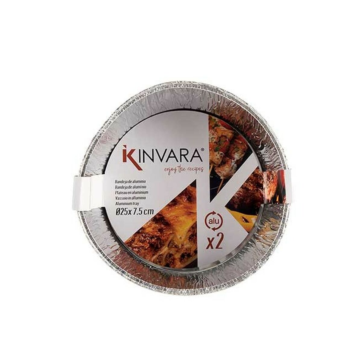 Uppsättning av köksfat Disponibel Rund Aluminium 25 x 8 x 25 cm (12 antal) - 2