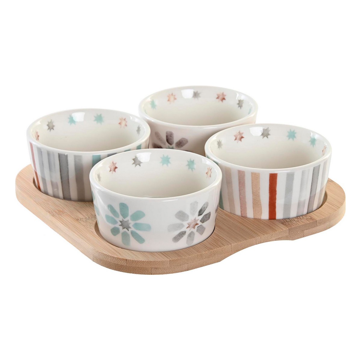 Snacksbricka DKD Home Decor 19,7 x 19,7 x 1 cm Multicolour Stengods