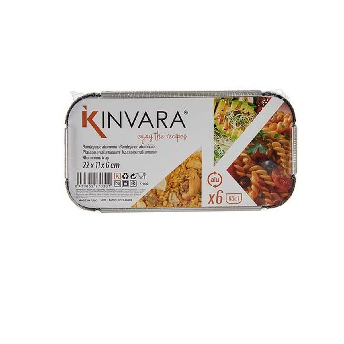 Uppsättning av köksfat Disponibel Med lock Aluminium 22,4 x 7,4 x 11,5 cm (12 antal) - 2