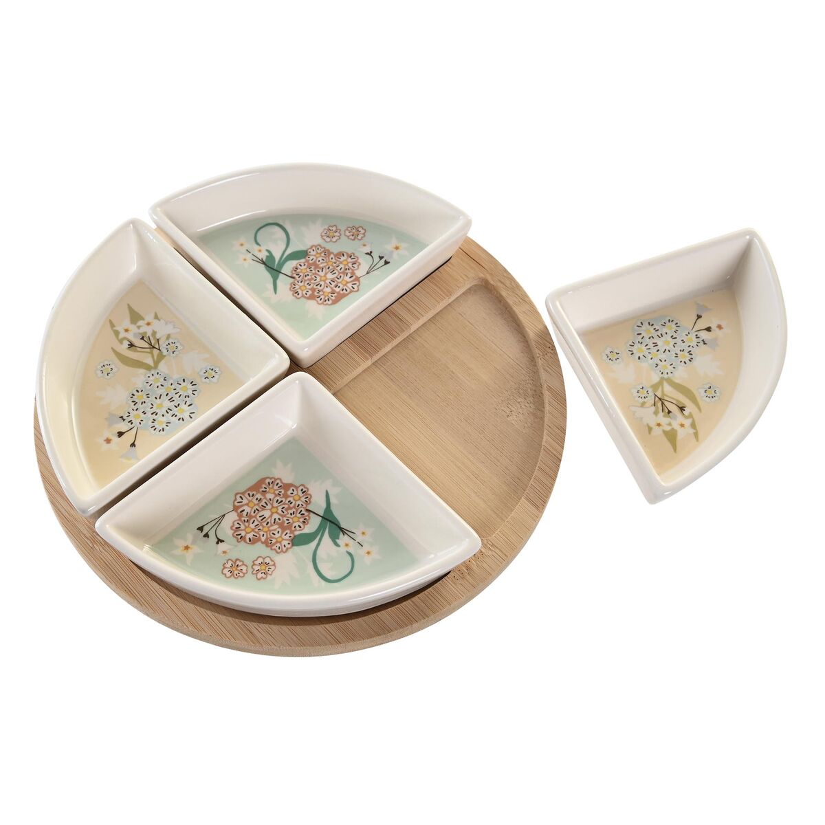 Snacksbricka DKD Home Decor 21,5 x 21,5 x 1 cm Beige Vit Stengods Traditionell - 3