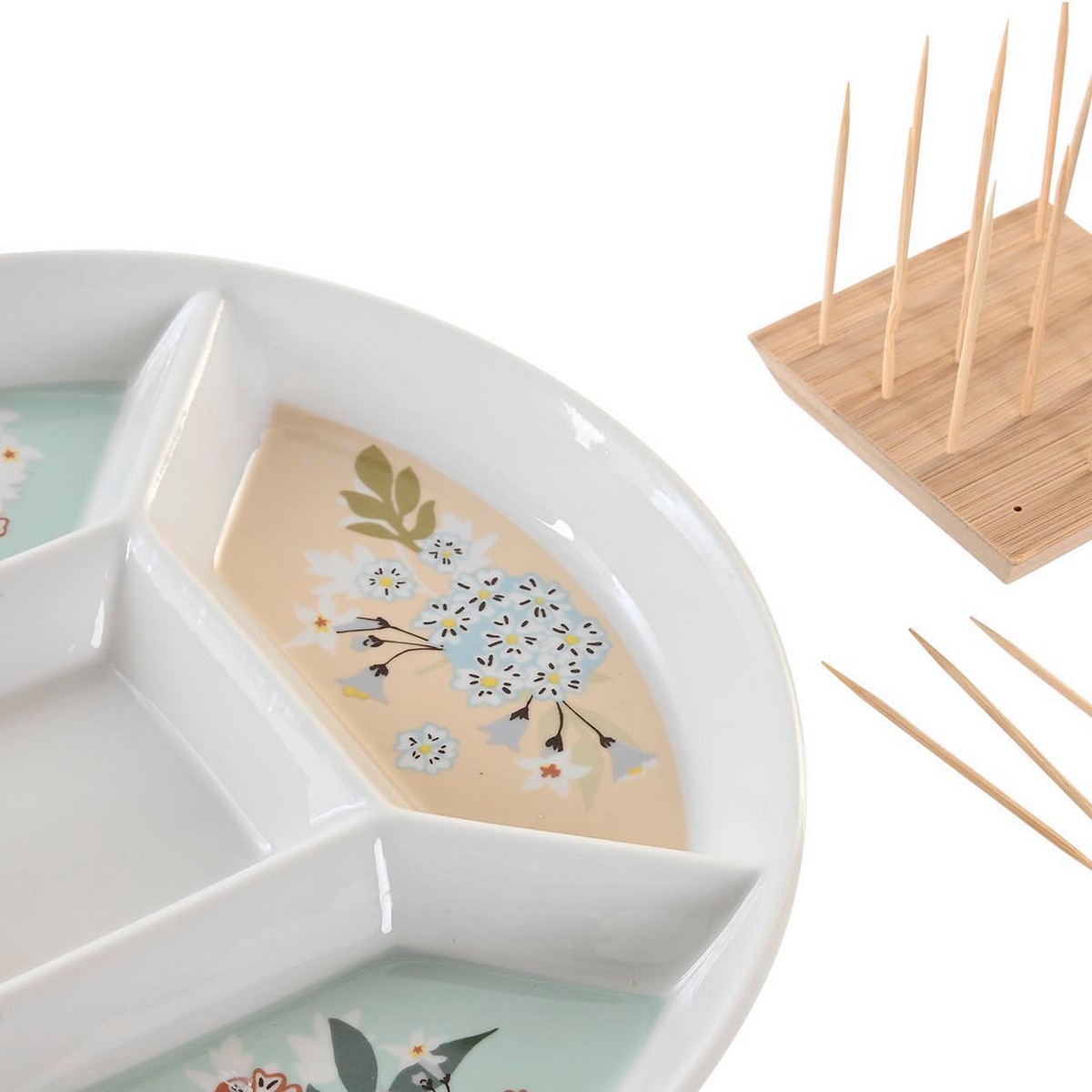 Snacksbricka DKD Home Decor 23,5 x 23,5 x 3 cm Grön Stengods - 4