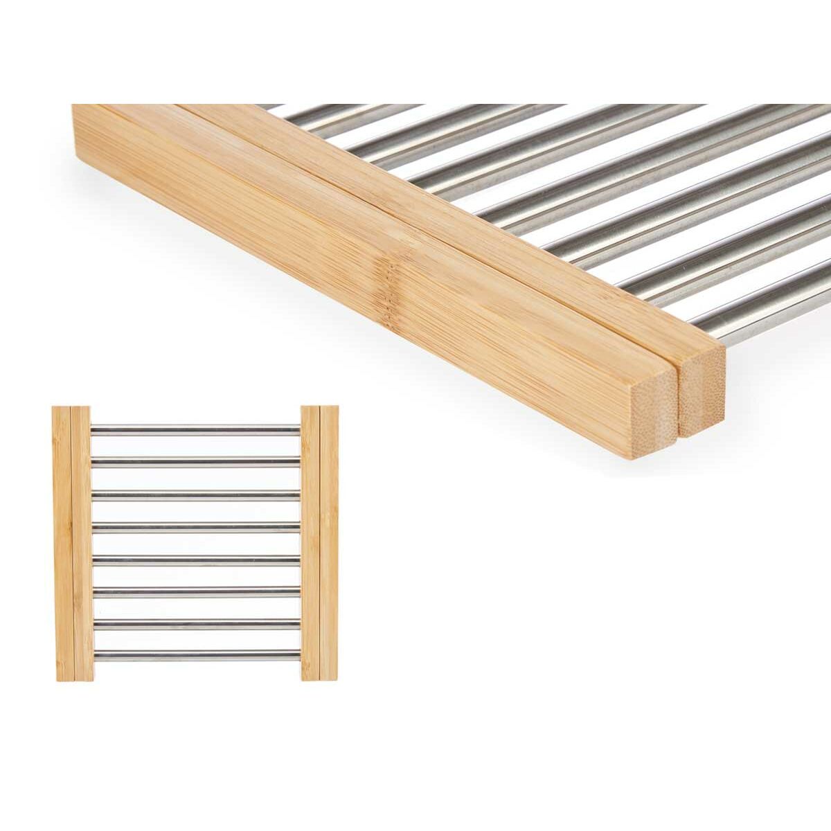 Bordsunderlägg Silvrig Metall Bambu 36,4 x 2,2 x 21,3 cm (6 antal) - 2