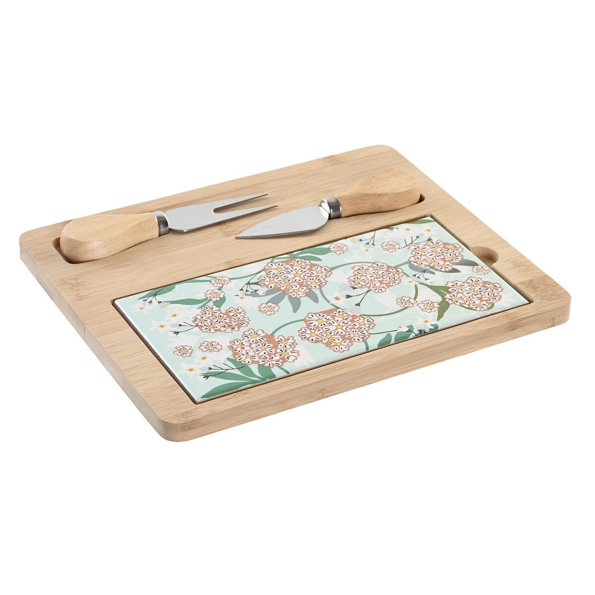 Snacksbricka DKD Home Decor 24,5 x 20 x 1,2 cm Beige Grön Stengods