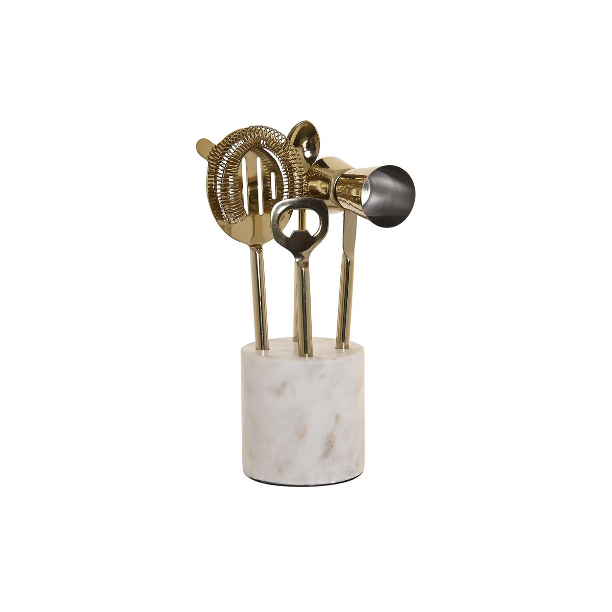 Cocktailset DKD Home Decor 10 x 3 x 21 cm Silvrig Gyllene Rostfritt stål Marmor