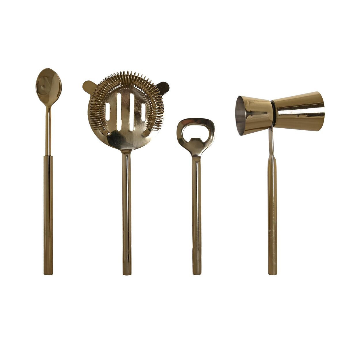 Cocktailset DKD Home Decor 10 x 3 x 21 cm Silvrig Gyllene Rostfritt stål Marmor - 3