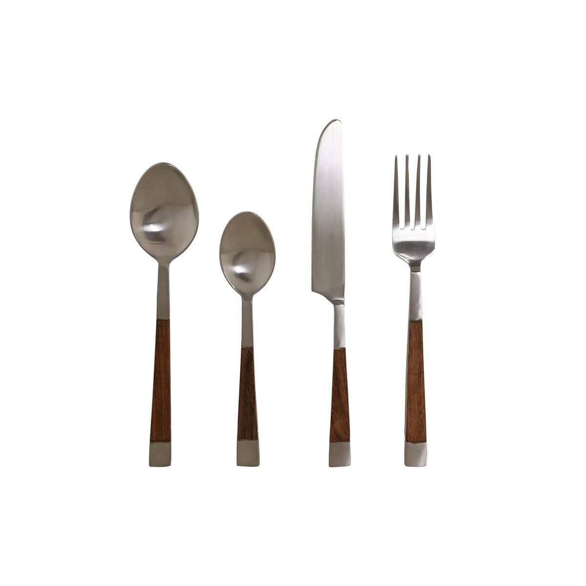 Bestick DKD Home Decor Naturell Silvrig Rostfritt stål Akaciaträ (4,5 x 2 x 20 cm) - 7
