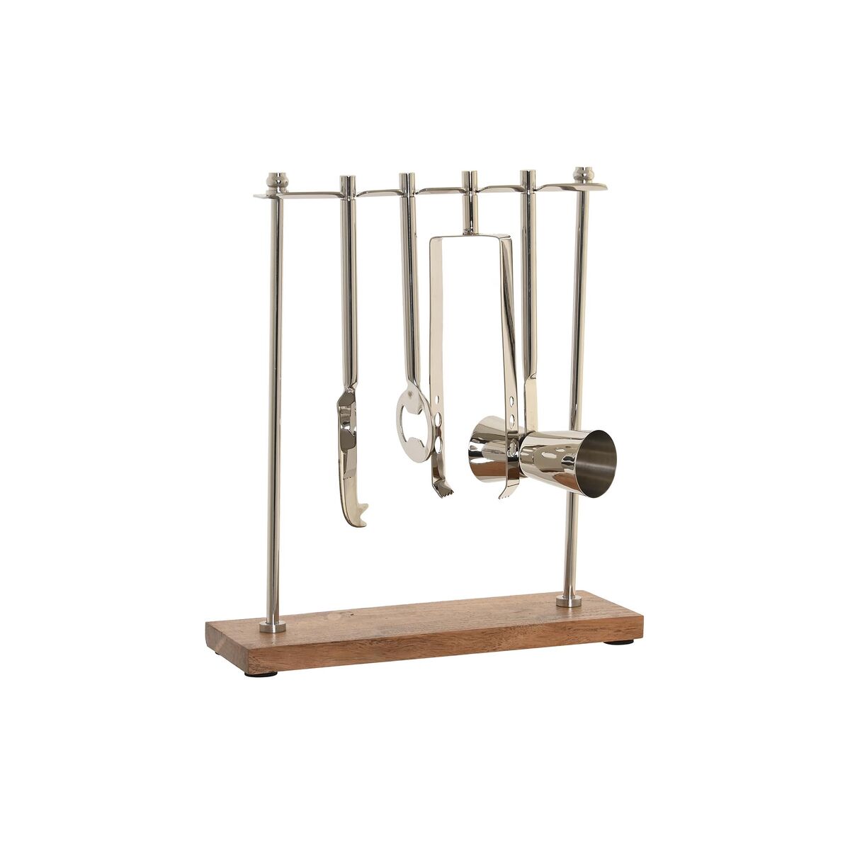 Cocktailset DKD Home Decor 25,5 x 9 x 30 cm Naturell Silvrig Rostfritt stål Akaciaträ