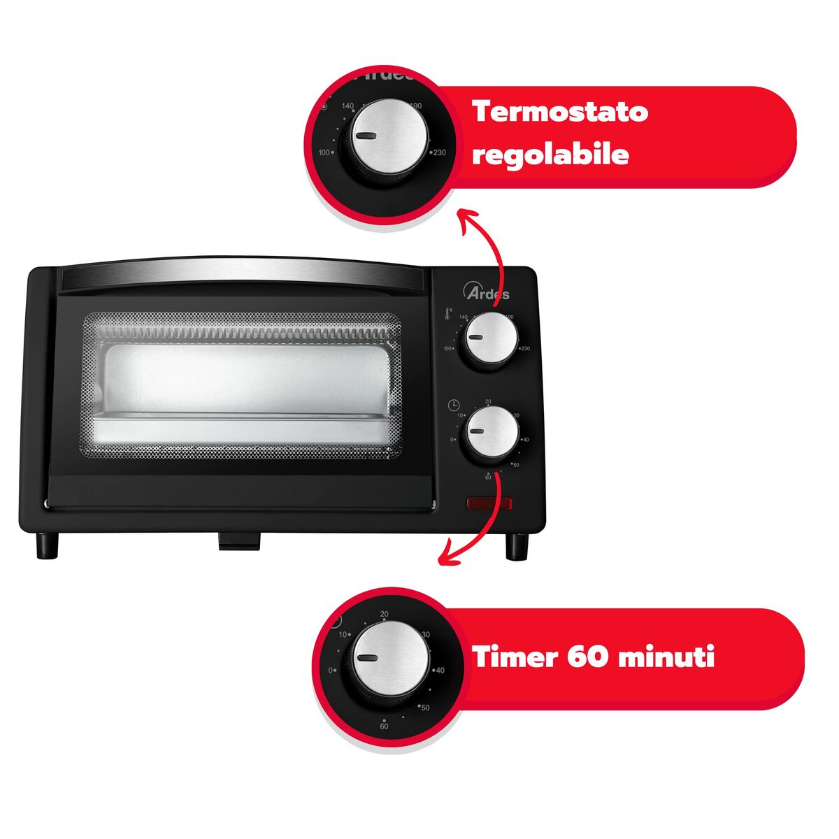 Varmluftsugn Ardes AR6211B Svart 800 W 10 L - 4