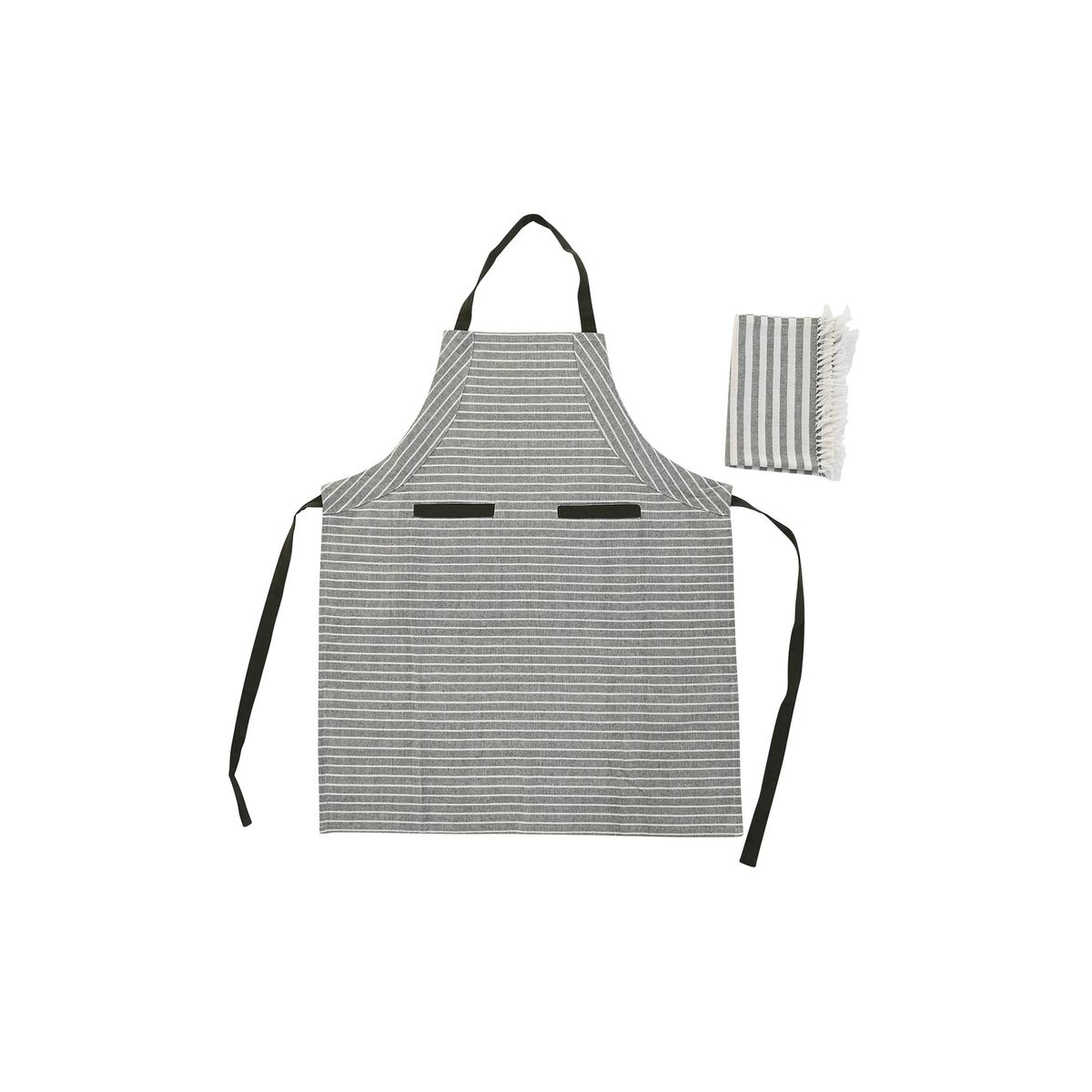 Förkläde med ficka DKD Home Decor 70 x 1 x 85 cm Grå Bomull Vit Grön