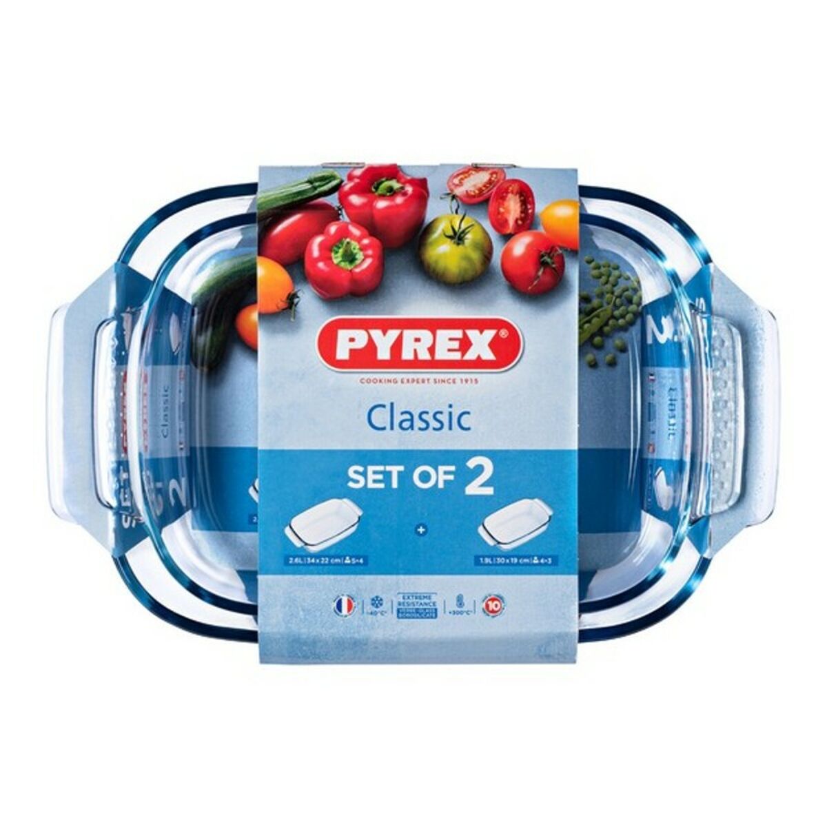 Set med Ugnsfasta Formar Pyrex Classic Transparent Borosilikatglas (2 pcs) - 3