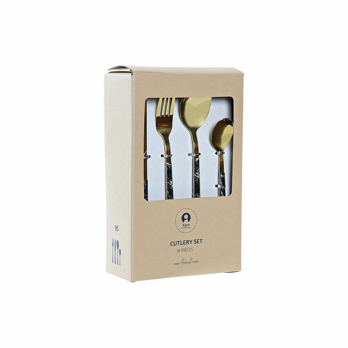 Bestick DKD Home Decor Blå Silvrig Rostfritt stål 16 Delar - 4