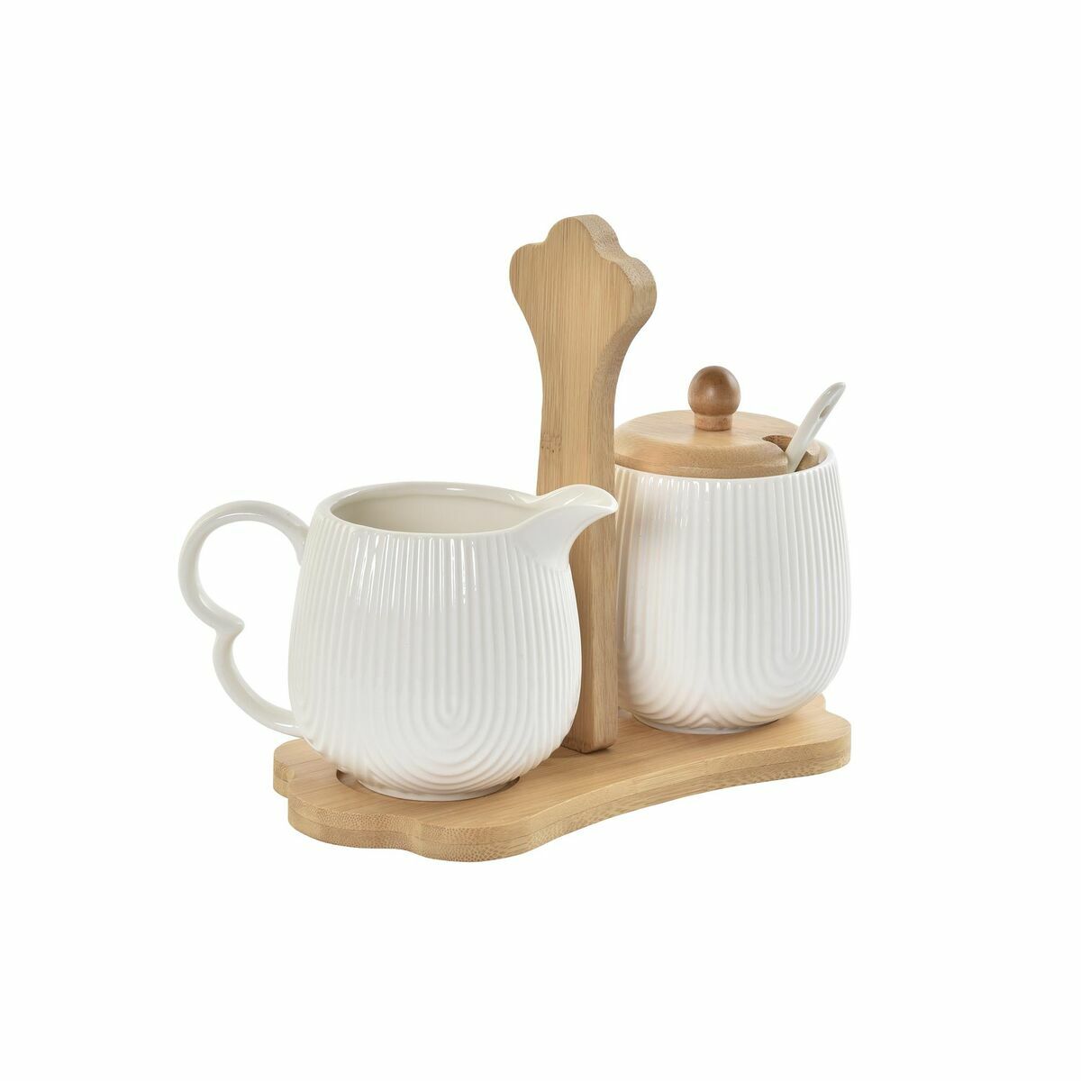 Mjölkkanna och sockerskål DKD Home Decor 19,5 x 7,5 x 17,5 cm Naturell Porslin Vit - 2