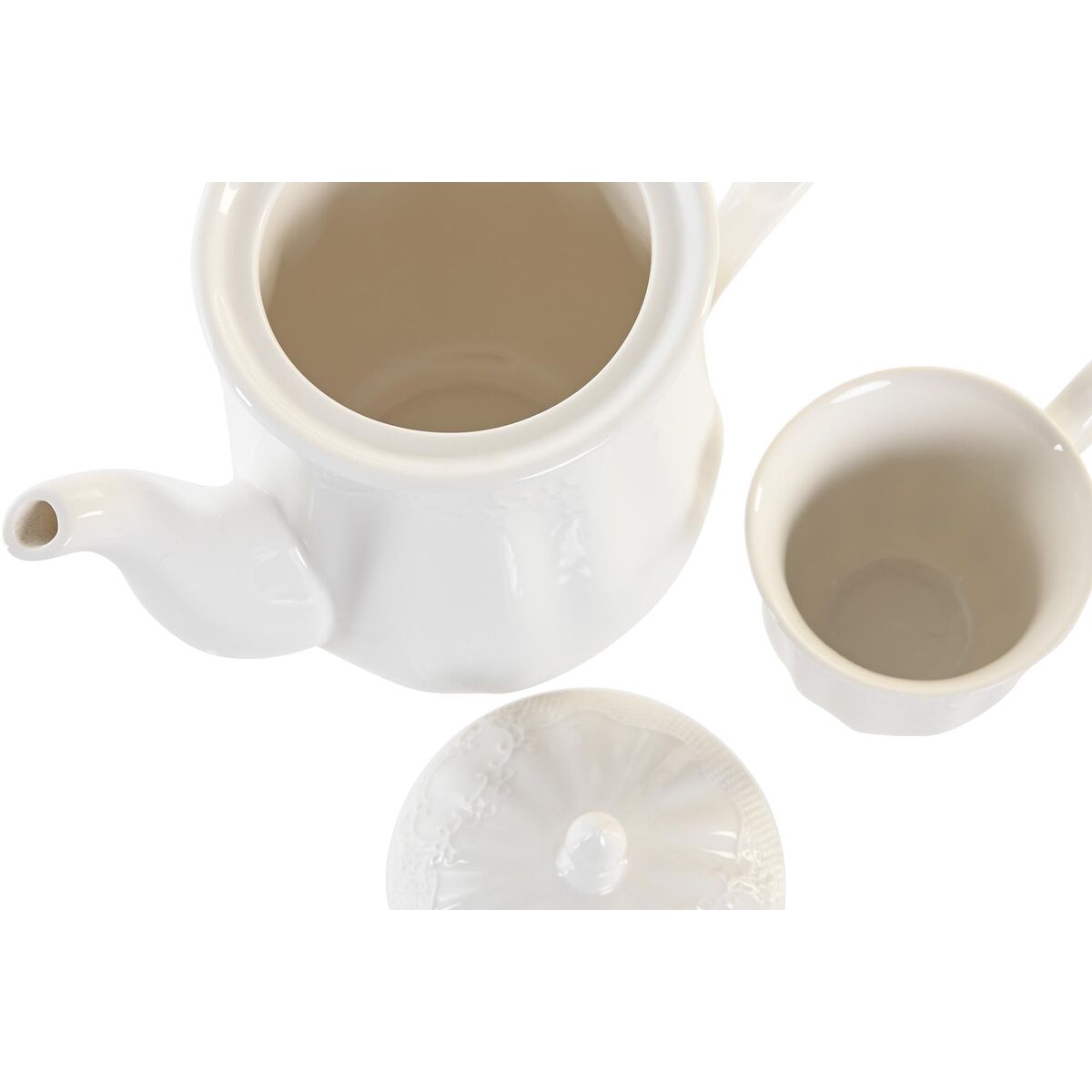 Set med kaffekoppar DKD Home Decor Naturell Porslin Vit - 2