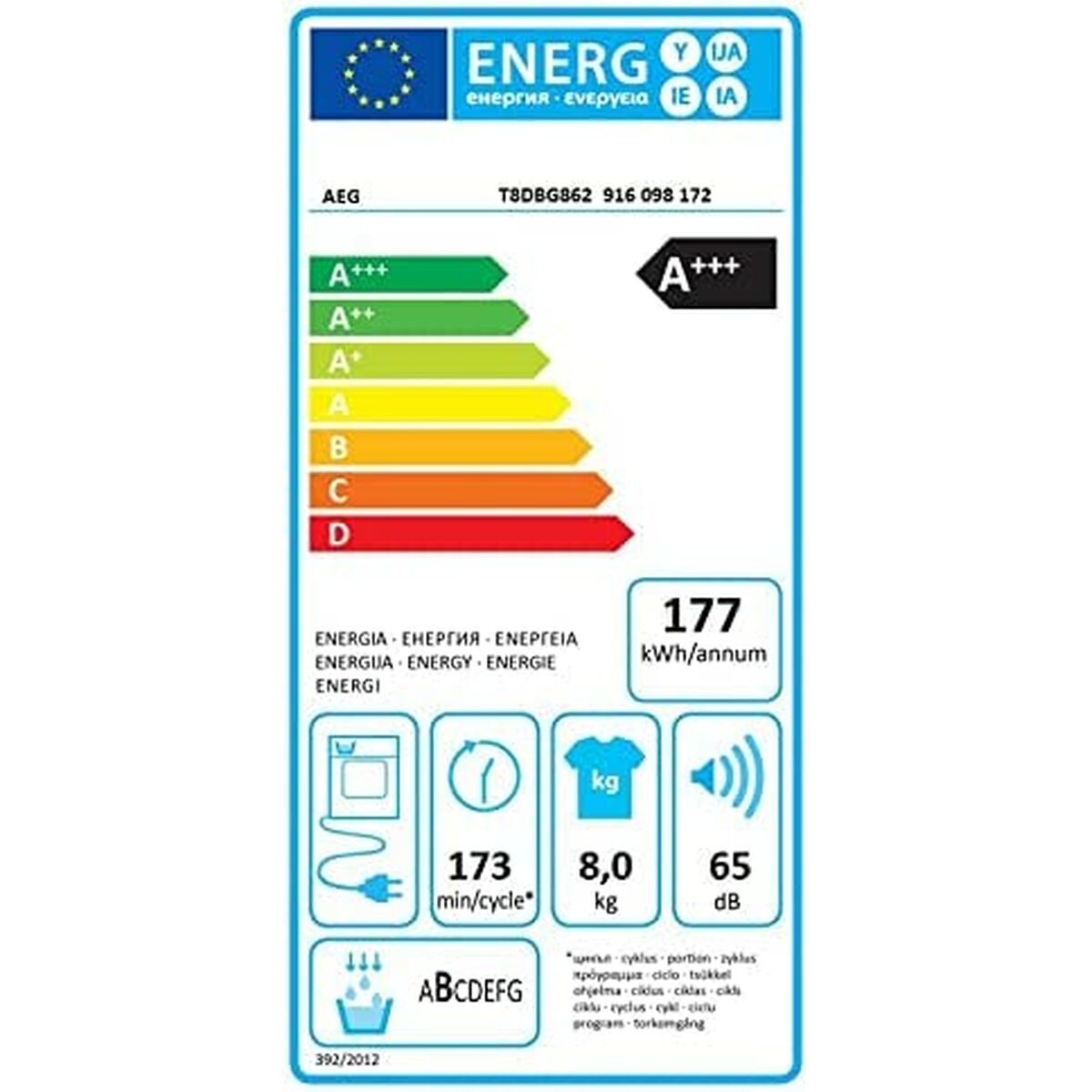 Kondensationstork AEG T8DBG862 60 cm Vit - 4