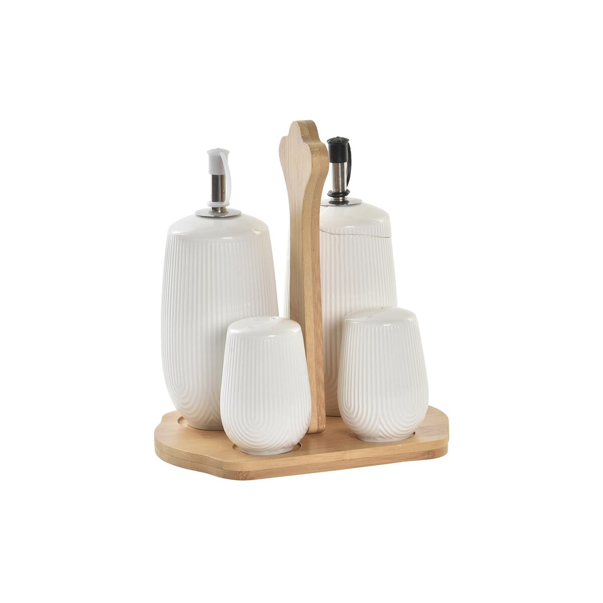 Set med olja och vinäger DKD Home Decor 17 x 12,5 x 18 cm Naturell Porslin Vit 5 antal