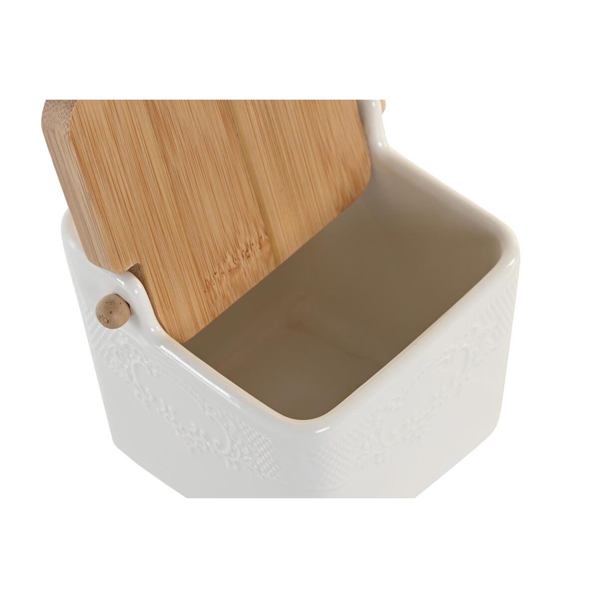 Sockerströare DKD Home Decor 12 x 12 x 11,5 cm Naturell Porslin Vit - 2