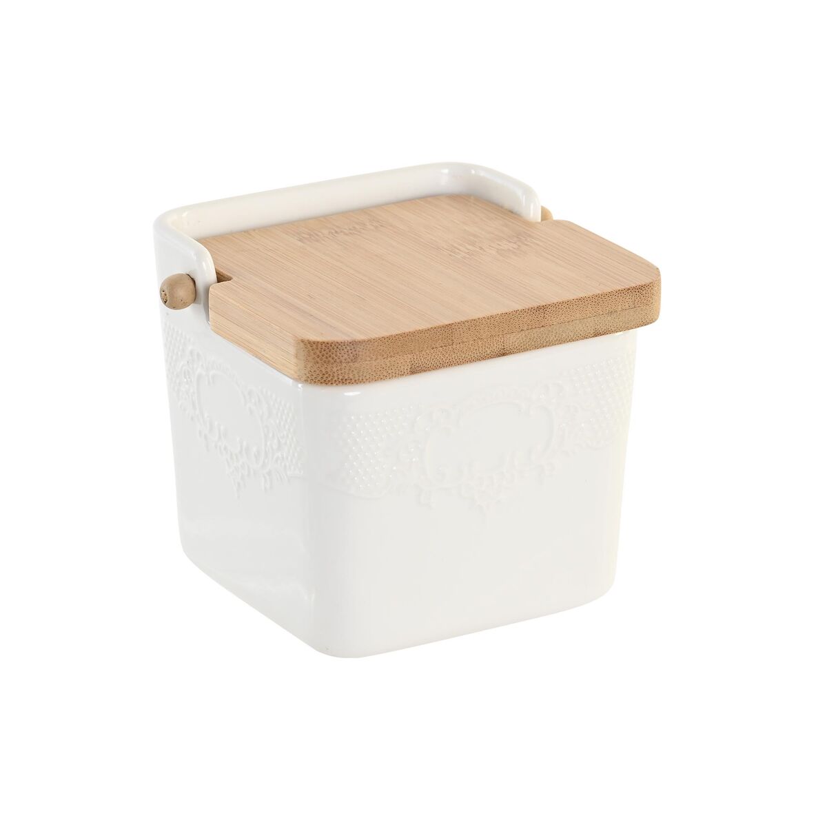 Sockerströare DKD Home Decor 12 x 12 x 11,5 cm Naturell Porslin Vit