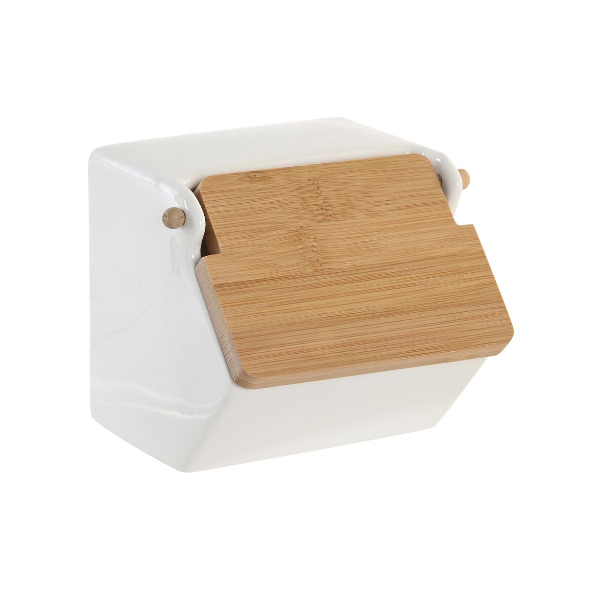 Saltkar med lock DKD Home Decor 12,5 x 14 x 12 cm Naturell Porslin Vit