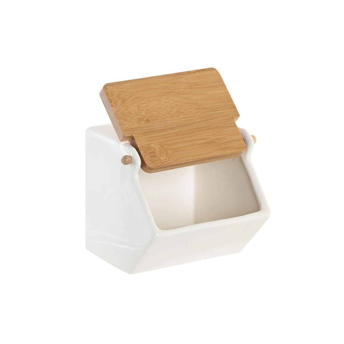 Saltkar med lock DKD Home Decor 12,5 x 14 x 12 cm Naturell Porslin Vit - 3