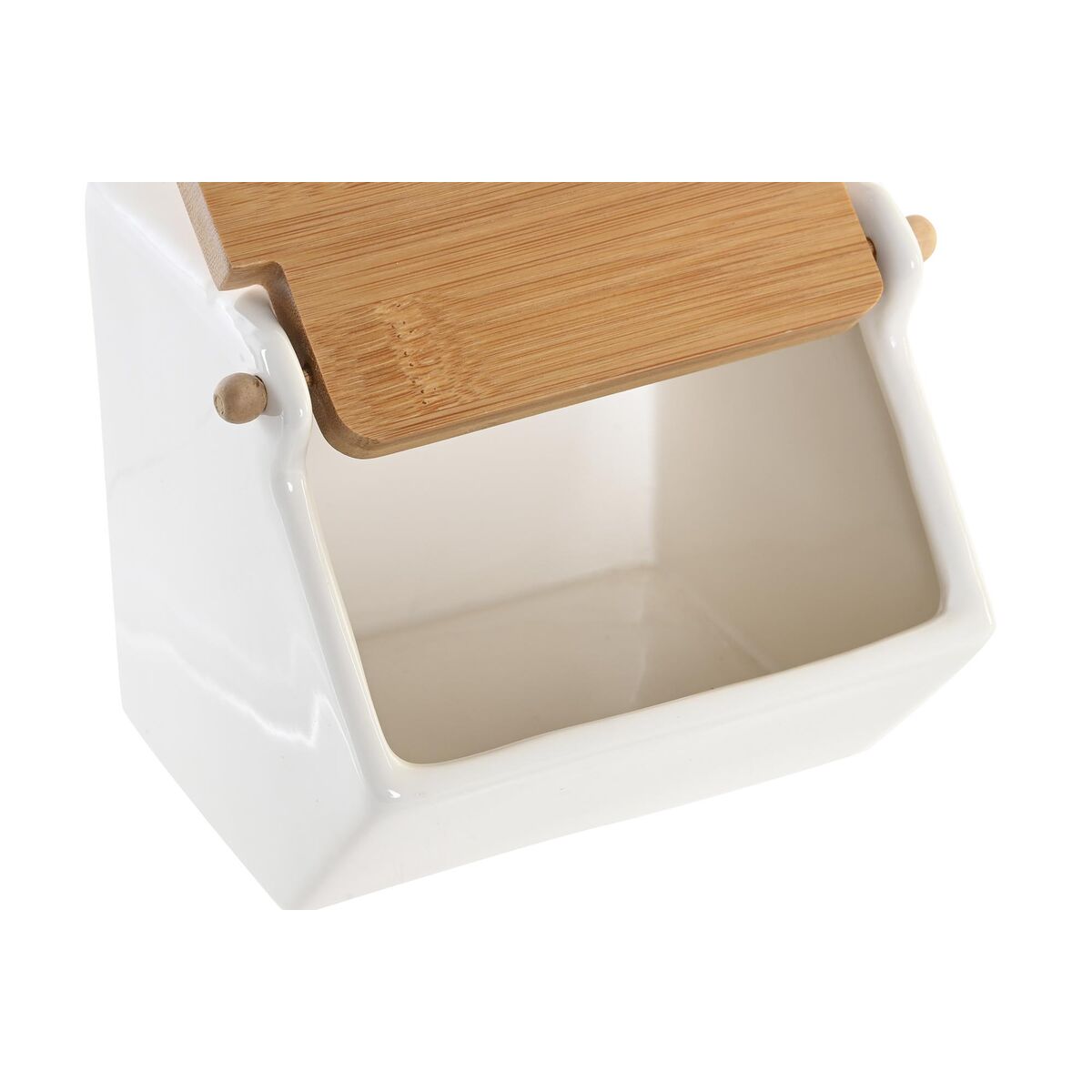 Saltkar med lock DKD Home Decor 12,5 x 14 x 12 cm Naturell Porslin Vit - 2