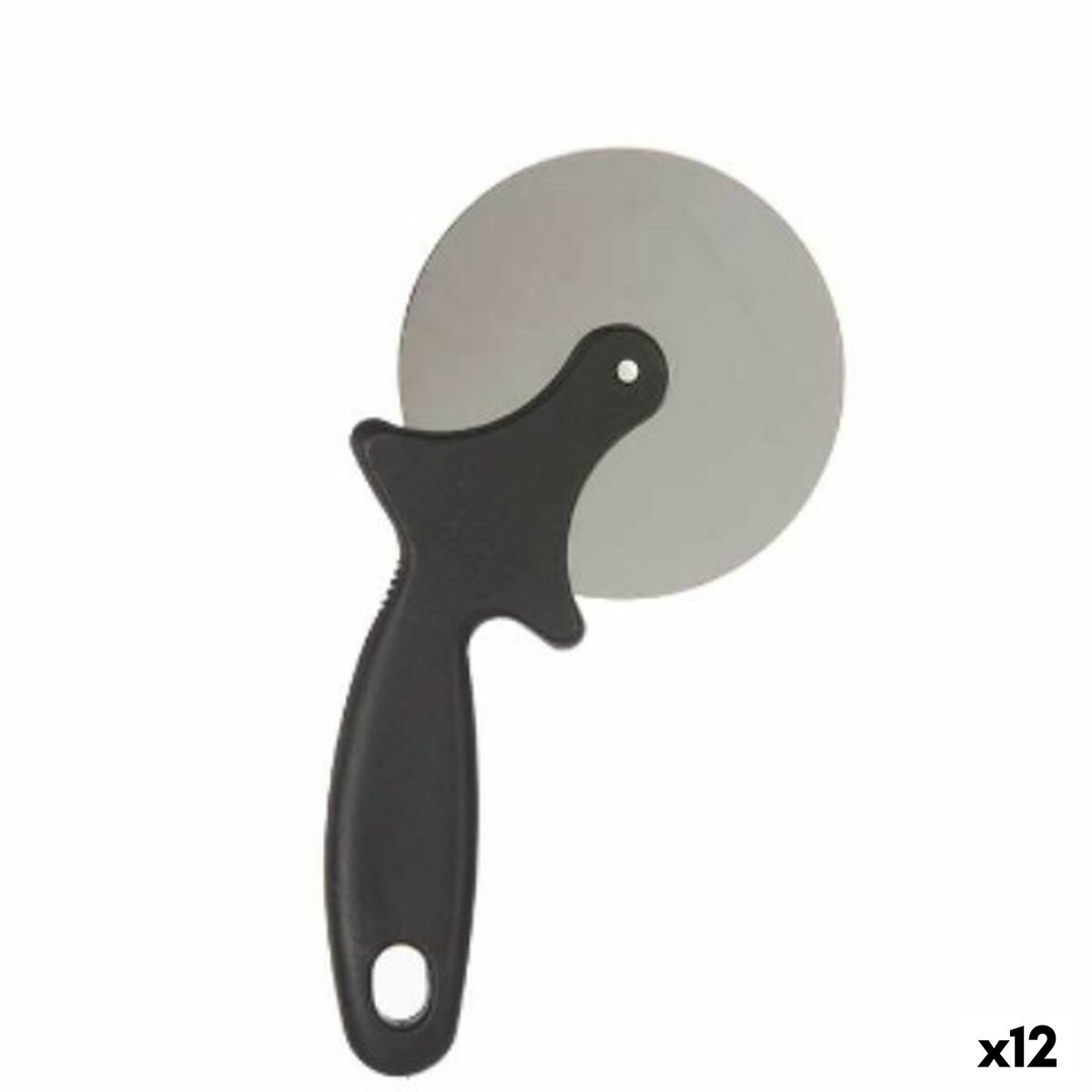 Pizzakniv Svart Silvrig Rostfritt stål Plast 21 x 1,5 x 10 cm (12 antal)