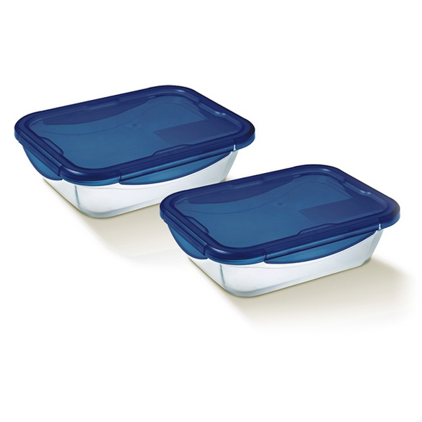 Lunchlådor, set Pyrex Cook & Go (2 pcs) Transparent Borosilikatglas - 2