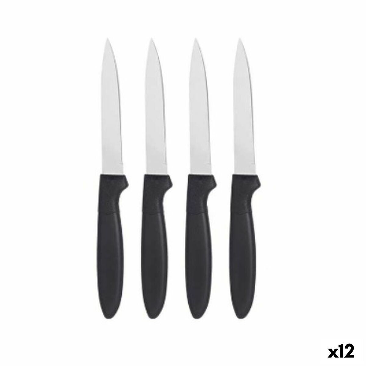 Knivset Svart Silvrig Rostfritt stål Plast 19,5 x 2 x 1 cm (12 antal)