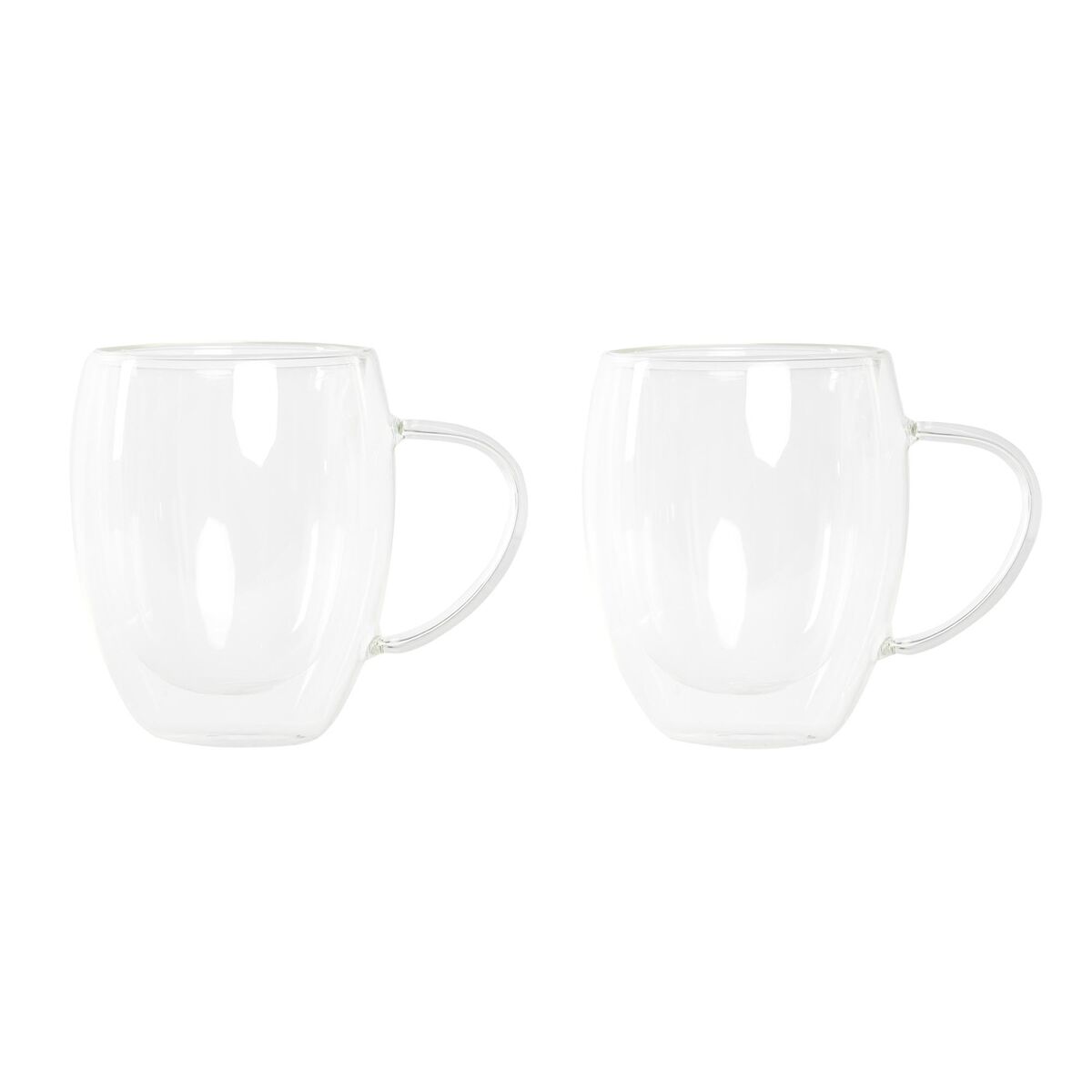 Set med kaffekoppar DKD Home Decor Glas Transparent 350 ml Borosilikatglas