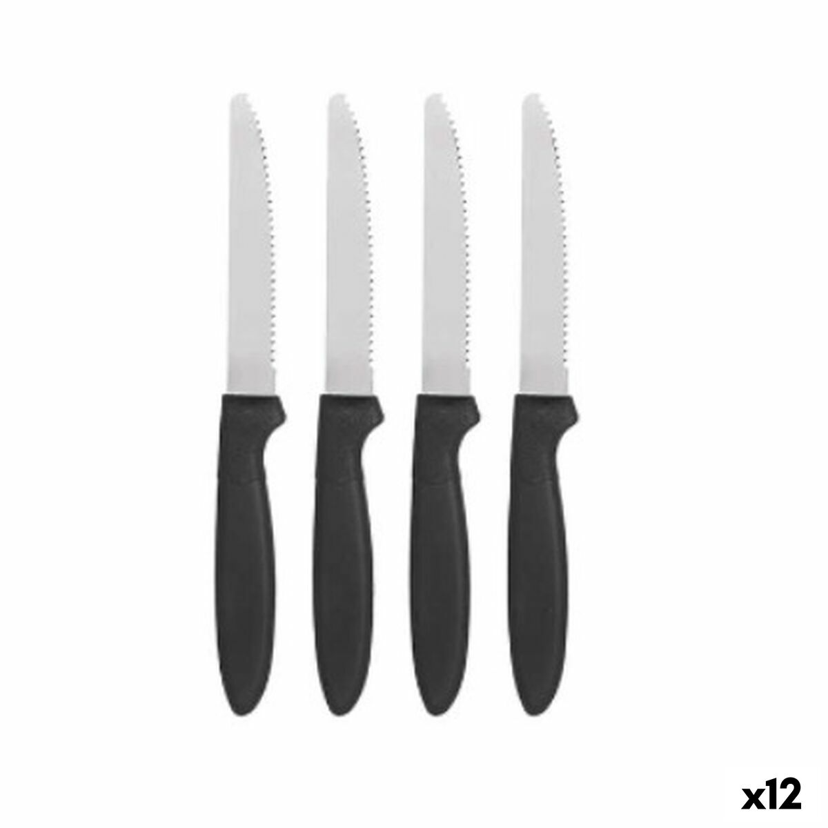 Knivset Svart Silvrig Rostfritt stål Plast 19,5 cm (12 antal)