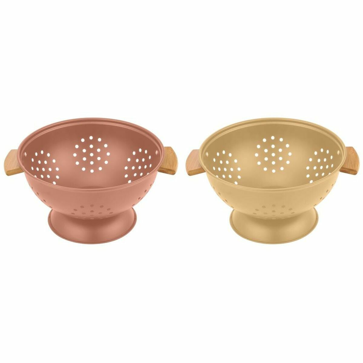 Durkslag för pasta DKD Home Decor 30 x 24,5 x 14 cm Terrakota n Rostfritt stål Gul (2 antal) - 2