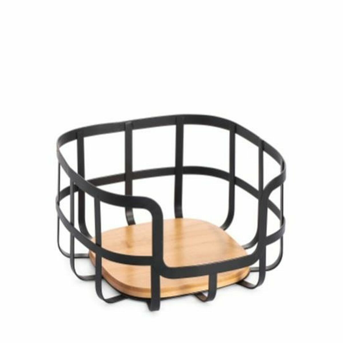 Fruktskål DKD Home Decor 24 x 24 x 12,7 cm Naturell Svart Stål - 2