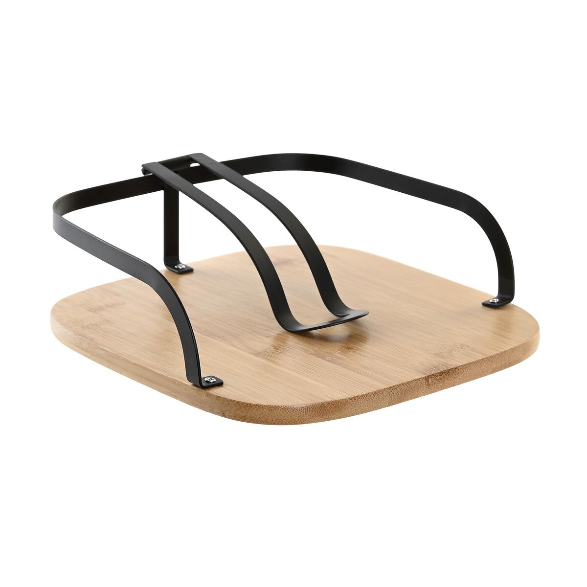 Servetthållare DKD Home Decor Naturell Svart Stål Bambu 20 x 20 x 7 cm