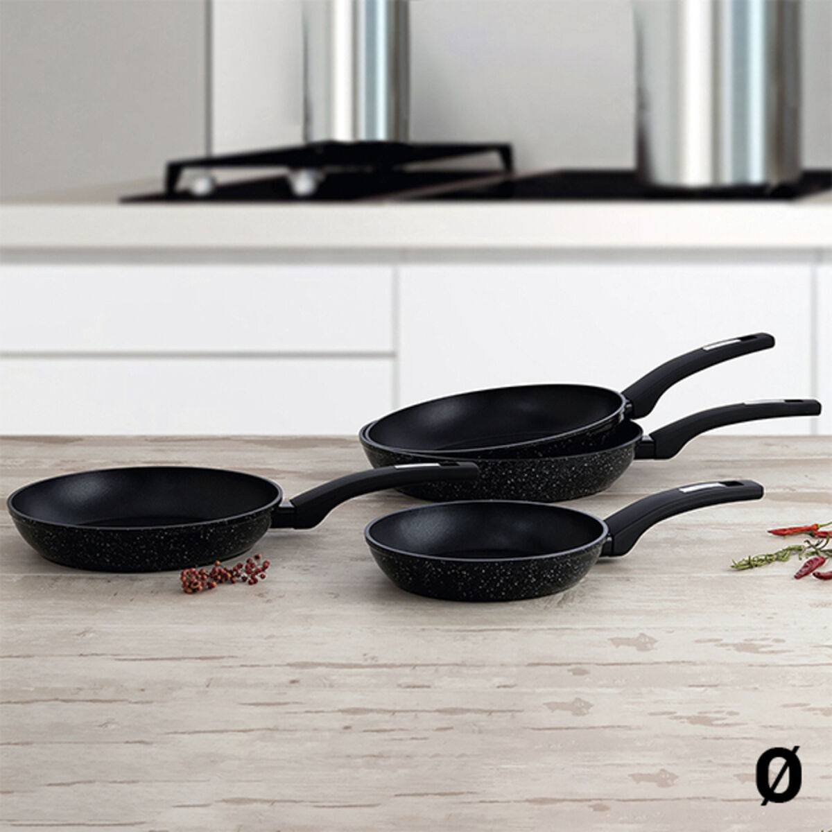 Non-stick-panna Quid Estelar Svart Metall, Mått: 20 cm - 8