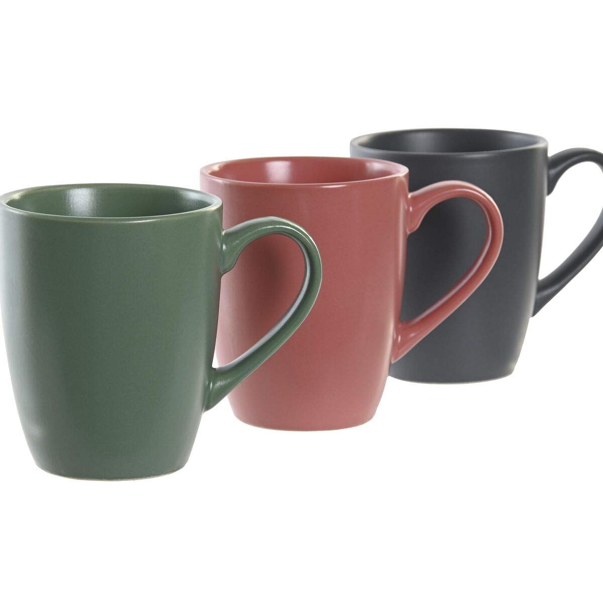 Set med 4 muggar DKD Home Decor Naturell Rosa Vit Grön Mörkgrå Stengods 160 ml - 2