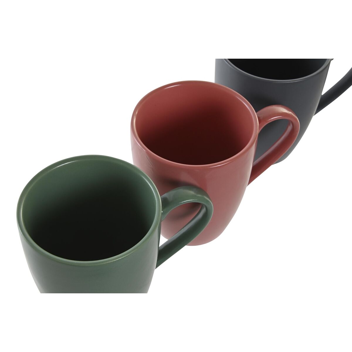 Set med 4 muggar DKD Home Decor Rosa Grön Mörkgrå 300 ml Stengods - 3