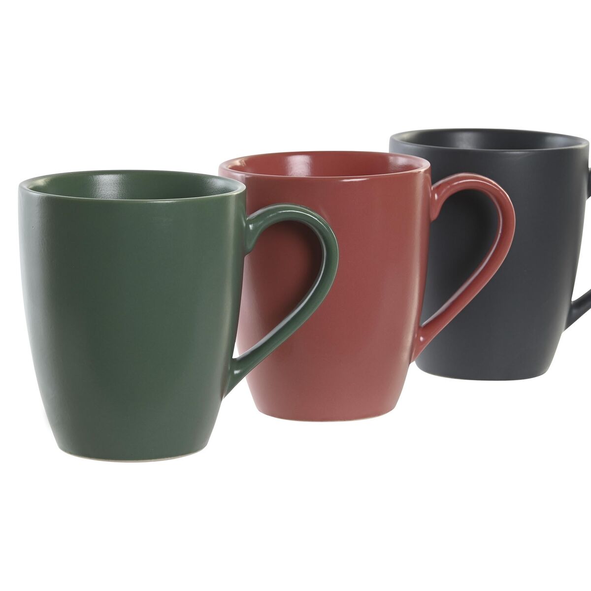 Set med 4 muggar DKD Home Decor Rosa Grön Mörkgrå 300 ml Stengods - 2