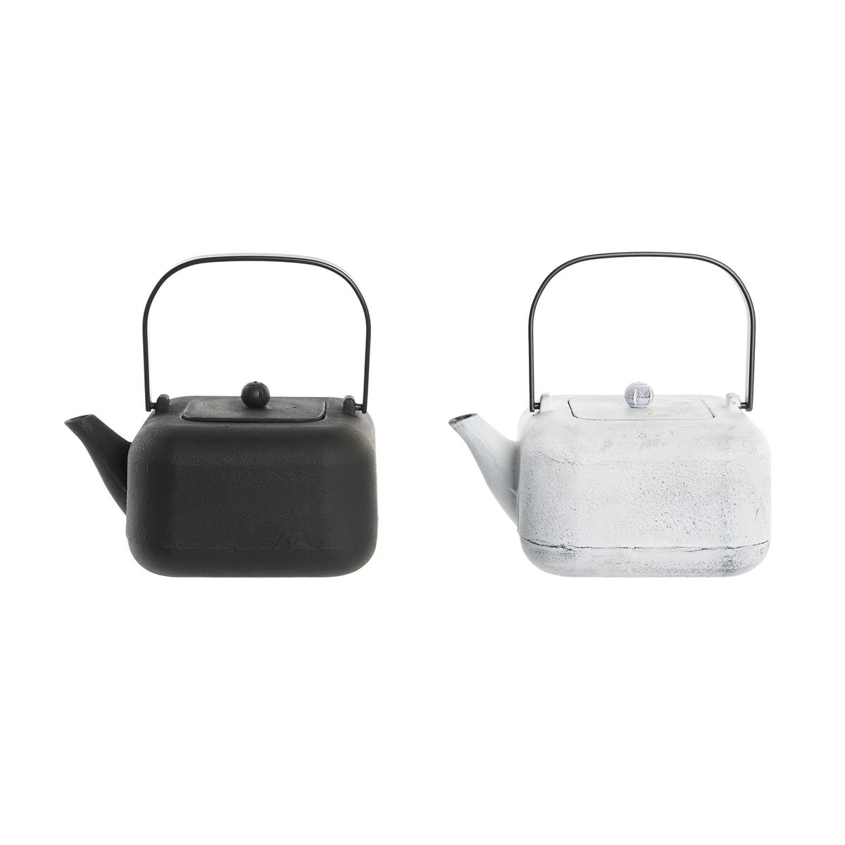 Tekanna DKD Home Decor Svart Rostfritt stål Vit 1,2 L (2 antal)