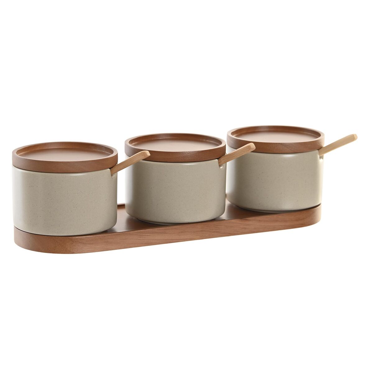Sockerströare DKD Home Decor 29 x 10 x 7 cm Beige Brun Gummiträ (7 antal)